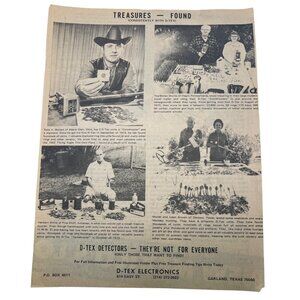 D Tex Electronics Metal Detectors Print Ad Vintage 70s Garland Texas Treasures
